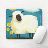Fluffy Sheep & Yellow Flowers Mousepad Muismat (Met muis)