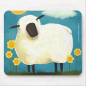 Fluffy Sheep & Yellow Flowers Mousepad Muismat (Voorkant)