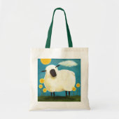 Fluffy Sheep & Yellow Flowers Tote Bag (Voorkant)