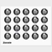 Fluffy Sheep Zwart en Wit Ronde Sticker (Vel)