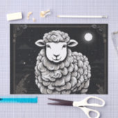 Fluffy Sheep Zwart en Wit Tissuepapier (Craft)