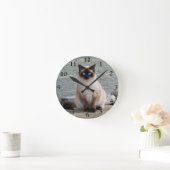 Fluffy Siamese kat met blauwe ogen Ronde Klok (Huis)