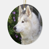 Fluffy Siberian Husky Puppy Dog Keramisch Ornament (Links)