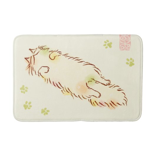 Fluffy Slapy Cat Badmat (Voorkant)
