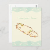 Fluffy Slapy Cat Neem uw tijd Briefkaart (Voorkant / Achterkant)