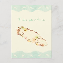 Fluffy Slapy Cat Neem uw tijd Briefkaart