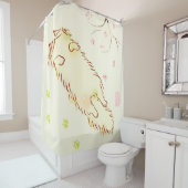 Fluffy Sleepy Cat Plum Blossom Douchegordijn (In situ)