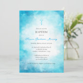 Fluffy Soft Cerulean Clouds Orthodox Baptism Kaart (Staand voorkant)