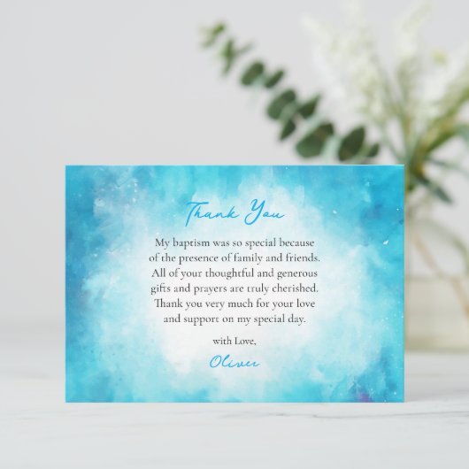 Fluffy Soft Cerulean Clouds Orthodoxe doop Bedankkaart (Staand voorkant)
