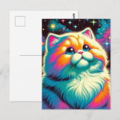 Fluffy Space Cat Briefkaart (Voorkant / Achterkant)