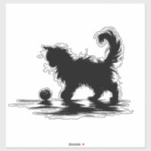 Fluffy speelse kat sticker (Vel)