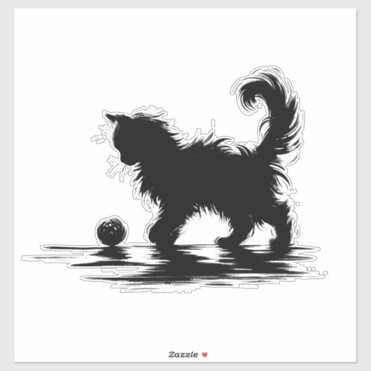 Fluffy speelse kat sticker (Vel)