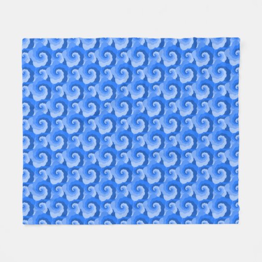 Fluffy Spirals Blue Pattern Blanket Fleece Deken (Voorkant (Horizontaal))