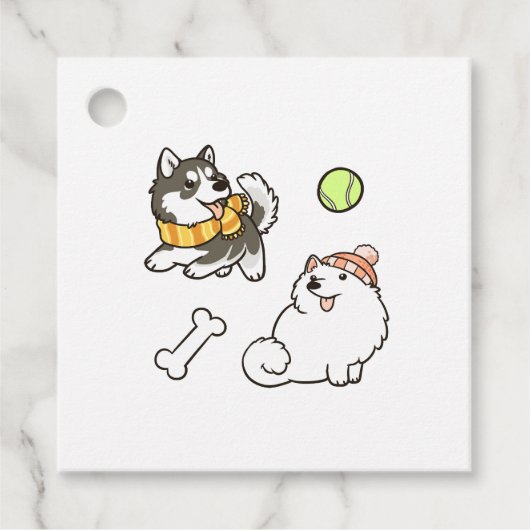 Fluffy Spitz Honden Bedankjes Labels (Voorkant)