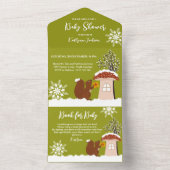 Fluffy Squirrel Gift Winter Baby shower All In One Uitnodiging (Binnen)