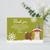 Fluffy Squirrel Gift Winter Baby shower Gift Bedankkaart (Staand voorkant)