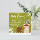 Fluffy Squirrel Gift Winter Baby shower Kaart (Staand voorkant)