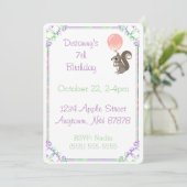 Fluffy Squirrel met roze ballon Birthday Kaart (Staand voorkant)