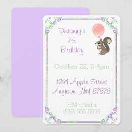 Fluffy Squirrel met roze ballon Birthday Kaart