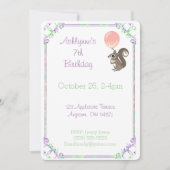 Fluffy Squirrel with Pink Balloon Birthday Custom Kaart (Voorkant)