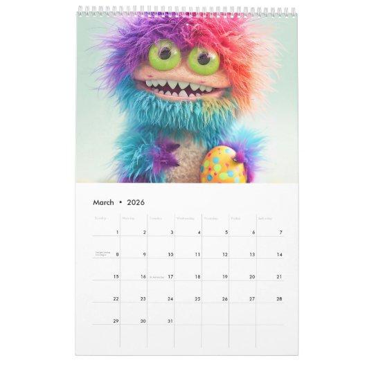 Fluffy Sweet Monsters – 2026 Calendar Kalender (Mar 2026)