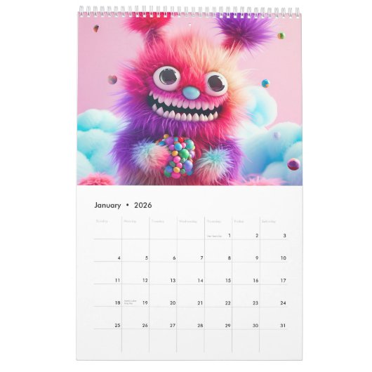 Fluffy Sweet Monsters – 2026 Calendar Kalender (Jan 2026)