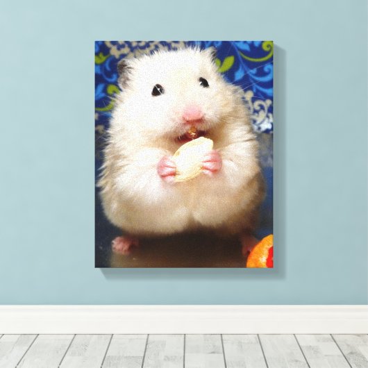 Fluffy Syrian Hamster Kokolinka Canvas Afdruk (Insitu (Houten vloer))