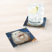 Fluffy Syrian Hamster Kokolinka Glazen Onderzetter (Schuin)