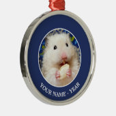 Fluffy Syrian Hamster Kokolinka Metalen Ornament (Rechts)