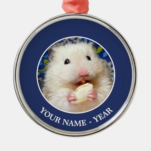 Fluffy Syrian Hamster Kokolinka Metalen Ornament (Voorkant)