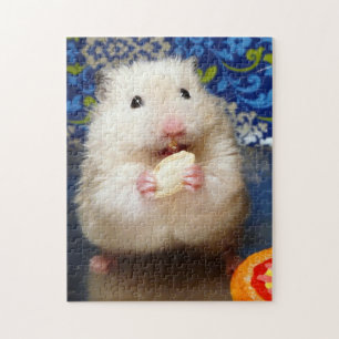 Fluffy syrische hamster Kokolinka die een zaadje e Legpuzzel