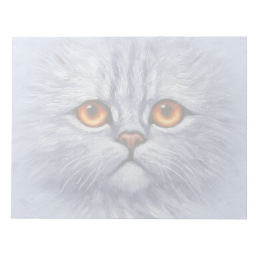Fluffy Tabby Cat Kitten Face Light Grey Notitieblok (Voorkant)