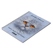 Fluffy Tabby Cat Kitten Face Light Grey Notitieboek (Linkerzijde)