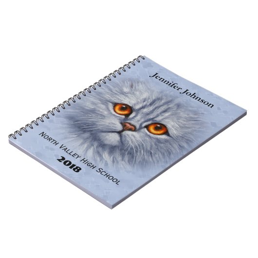 Fluffy Tabby Cat Kitten Face Light Grey Notitieboek (Linkerzijde)