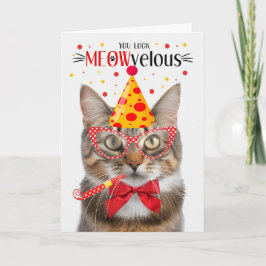 Fluffy Tabby Kat MEOWvelous Verjaardag Kaart