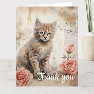 fluffy tabby kitten Dank je 13 Bedankkaart