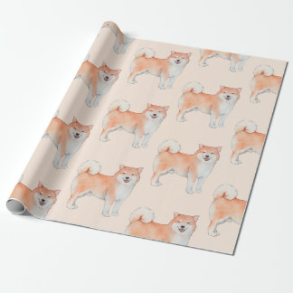 Fluffy Tail Kawaii Water Color Shiba Inu Doggo Cadeaupapier