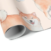 Fluffy Tail Kawaii Water Color Shiba Inu Doggo Cadeaupapier (Rol Hoek)