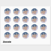 Fluffy Teddy Bear Floating on Clouds Ronde Sticker (Vel)