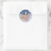 Fluffy Teddy Bear Floating on Clouds Ronde Sticker (Tas)
