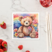 Fluffy Teddybeer met regenboog Servet (Insitu)