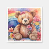 Fluffy Teddybeer met regenboog Servet (Voorkant)