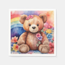 Fluffy Teddybeer met regenboog