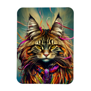 Fluffy Tiger Maine Coon in linten Magneet