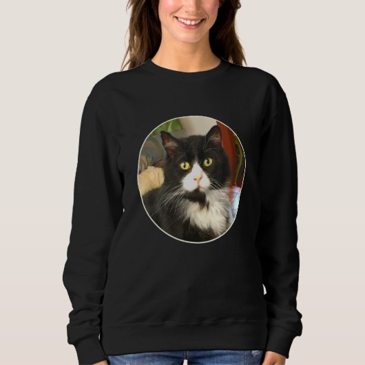 Fluffy Tuxedo Cat Face Trui (Voorkant)