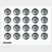 Fluffy Uil met expressieve ogen Ronde Sticker (Vel)