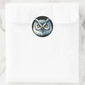 Fluffy Uil met expressieve ogen Ronde Sticker (Tas)
