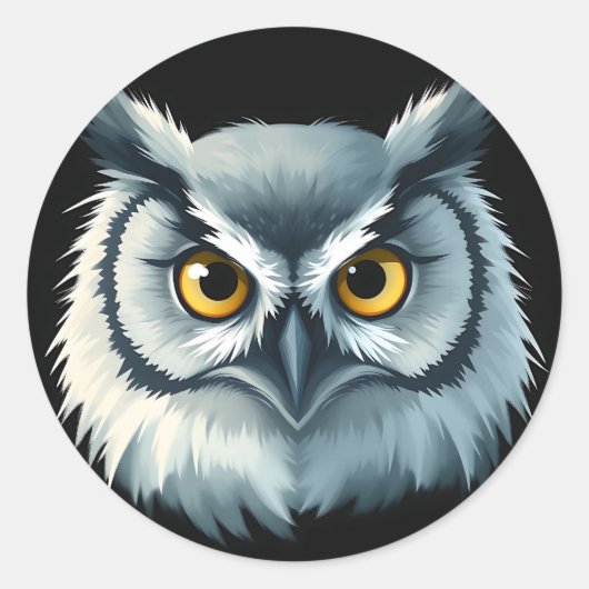 Fluffy Uil met expressieve ogen Ronde Sticker (Voorkant)