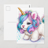 Fluffy Unicorn Puppy Briefkaart (Voorkant / Achterkant)