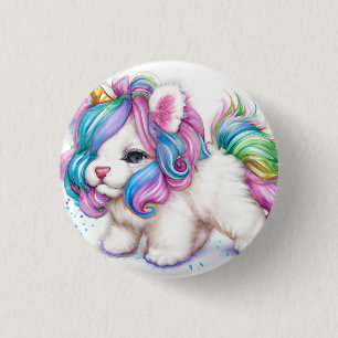 Fluffy Unicorn Puppy Ronde Button 3,2 Cm